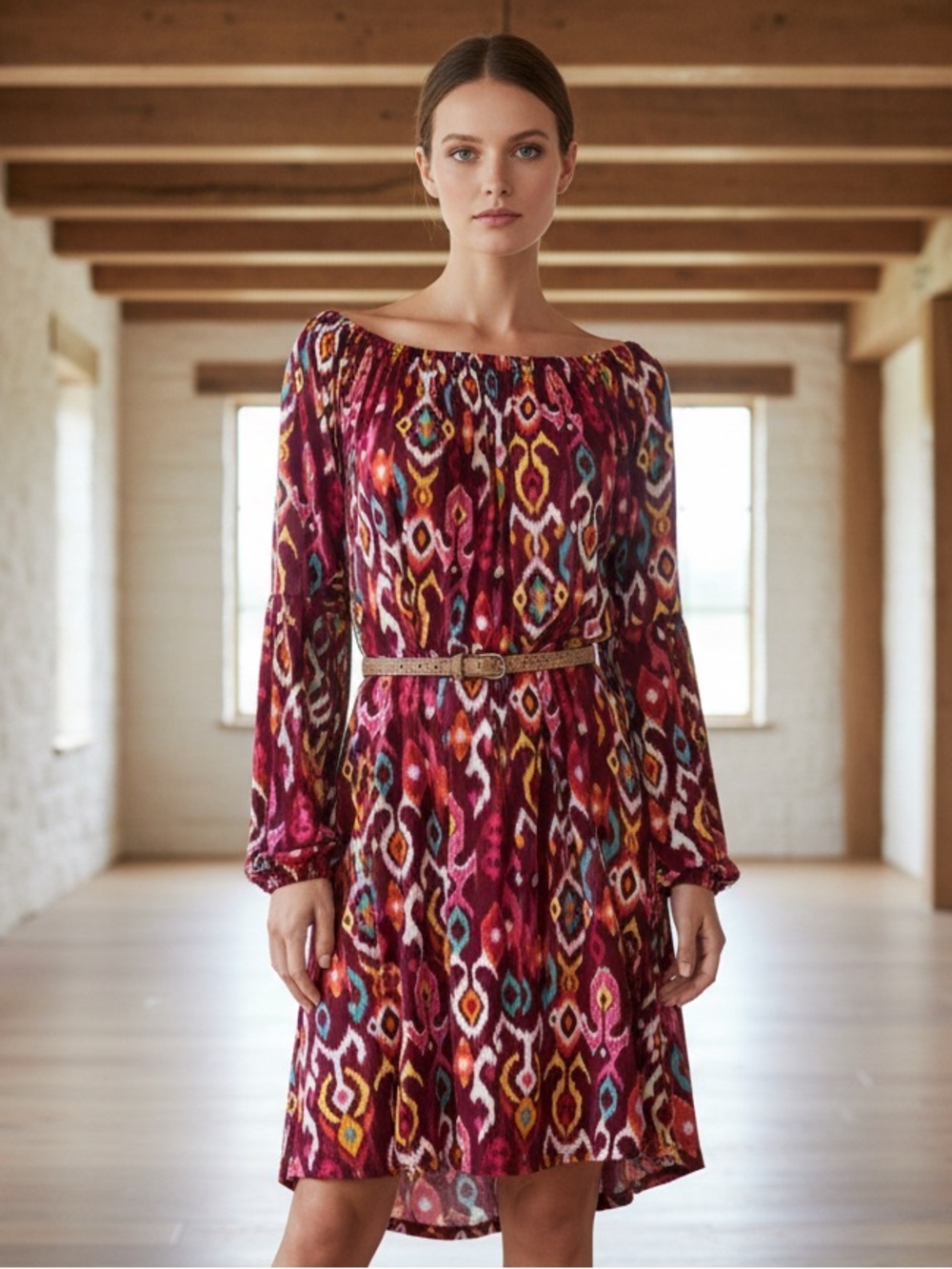 Dear Scarlett Bold, Colorful, & Effortlessly Boho Ikat Inspired Dress